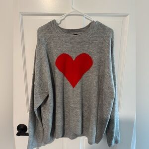 Gray Sweater with Red Heart